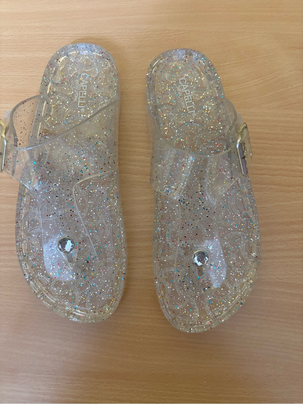 Clear Glitter Jelly Slide Sandals